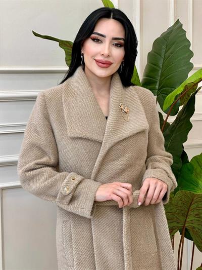 Broş Detay Angora Karışım Kaban 7131 t-24 Camel