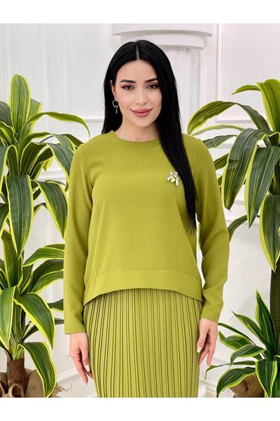 Broşlu Etekli Takım 14145 Benetton Yeşili