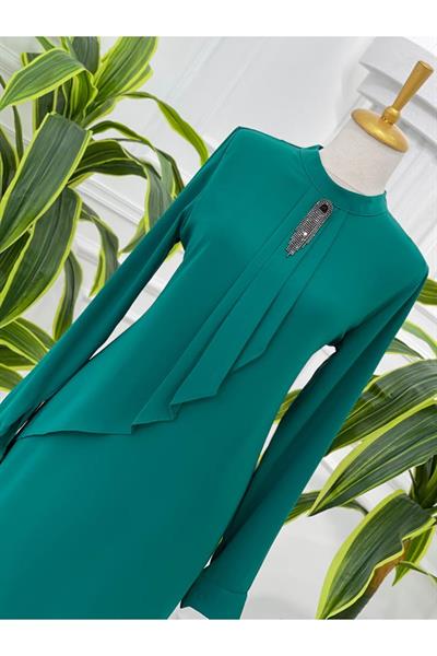 Broşlu Tunik 774 Benetton Yeşili