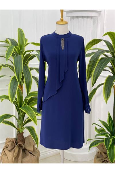 Broşlu Tunik 774 Saks