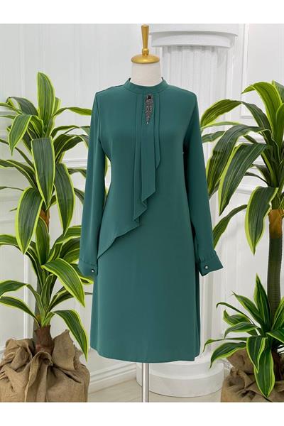 Broşlu Tunik 774 Yeşil