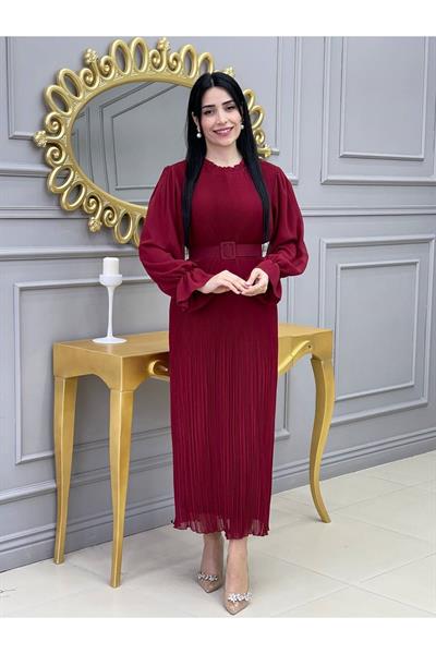 Bürümçük Elbise 3343 Bordo