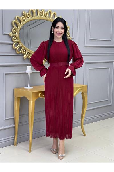 Bürümçük Elbise 3343 Bordo