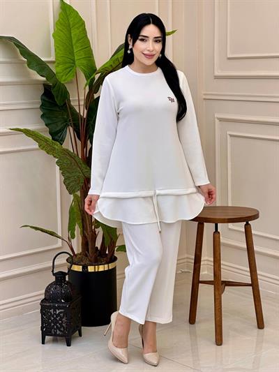Büzğü Detay Modal Takım 5526 t025 Beyaz