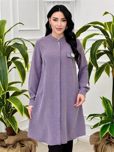 Cep Kapak Detay Tunik 2253 t24 Leylak