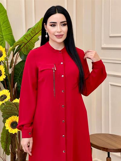 Cep Püsküllü Çıt Çıt  Tunik 6355 t025 Kırmızı