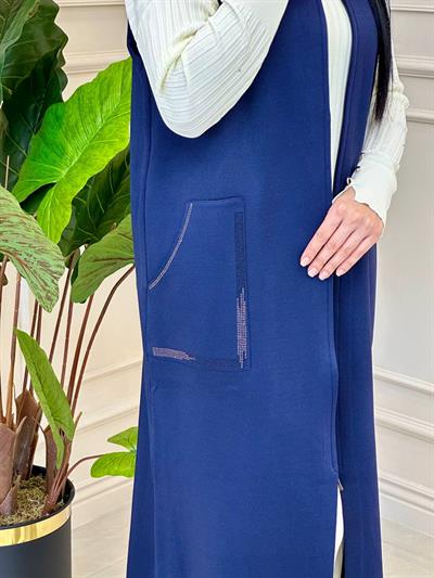 Cep Taş Fermuarlı Yelek 34026 t-24 Lacivert