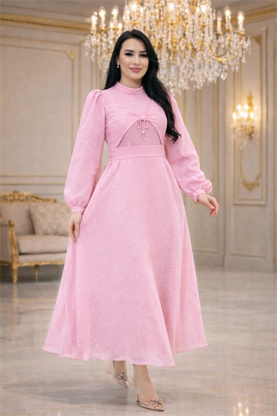 Cepken Görünümlü Işıltılı Elbise 2034 T-26 pembe