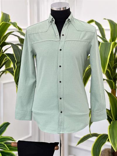 Cepsiz Keten Gömlek 0903 T-24 Mint yeşili