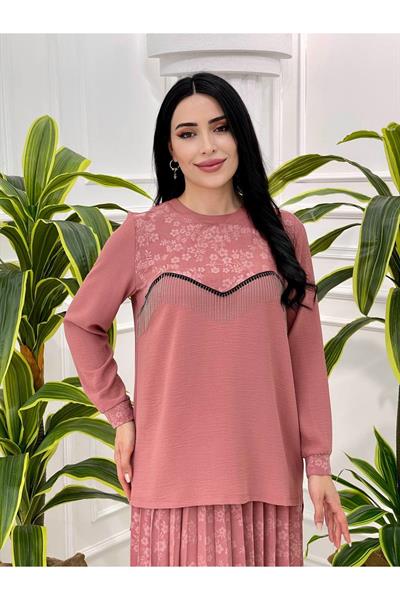 Çiçek Baskı Etekli Takım 1128 pembe