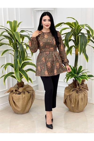 Çiçek Desen Tunik 3076 Haki