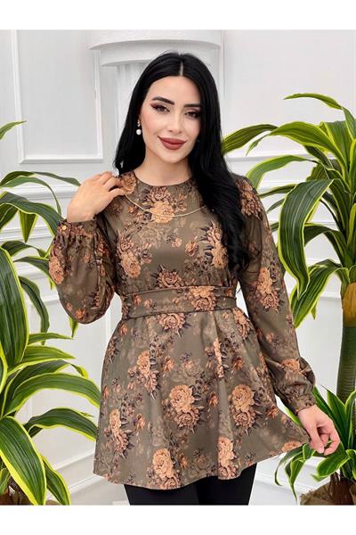 Çiçek Desen Tunik 3076 Haki