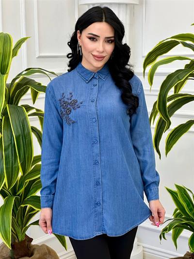 Çiçek İşleme Tensel Tunik 7102 T-24 Kot