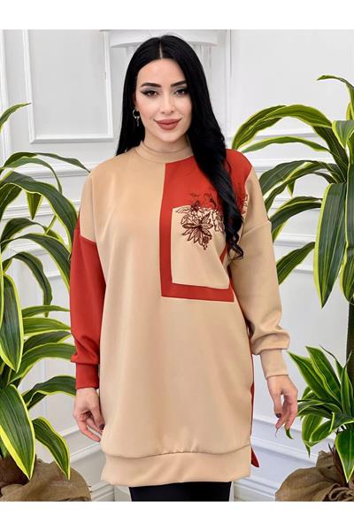 Çiçek Nakış Spor Tunik 10370 Kiremit