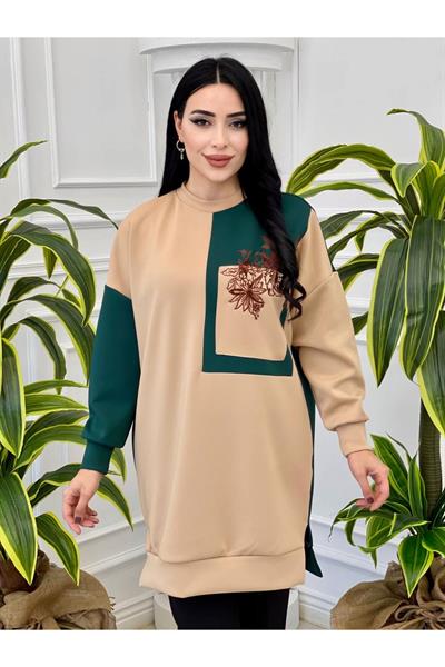 Çiçek Nakış Spor Tunik 10370 Yeşil