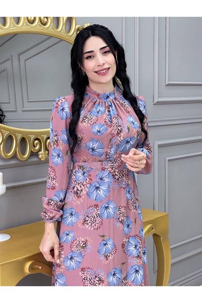 Çiçekli Elbise 3307 Purdra