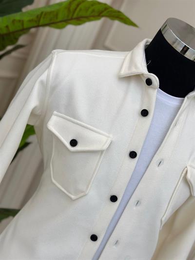 Çift Cep Kaşe Gömlek 3211 T-24 Beyaz