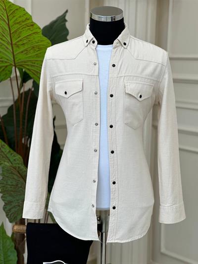 Çift Cep Keten Gömlek 0703 T-24 Krem