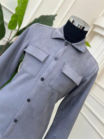 Çift Cep Süet Gömlek 1017 T-24 Gri