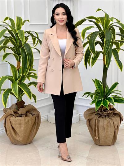 Çift Düğme Blazer Ceket 62209 T-24 Bej