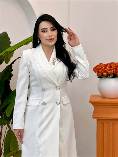 Çift Düğme Ceket Kap 5016 T-26 Beyaz