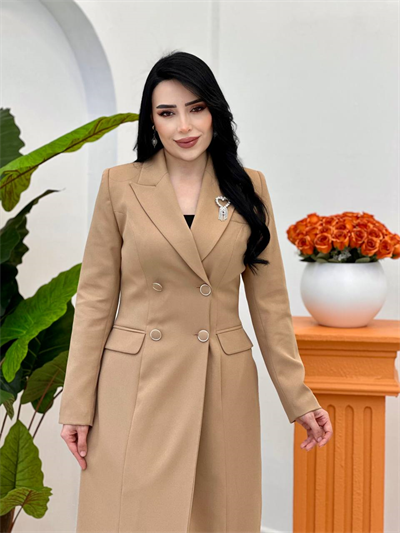 Çift Düğme Ceket Kap 5016 T-26 Camel
