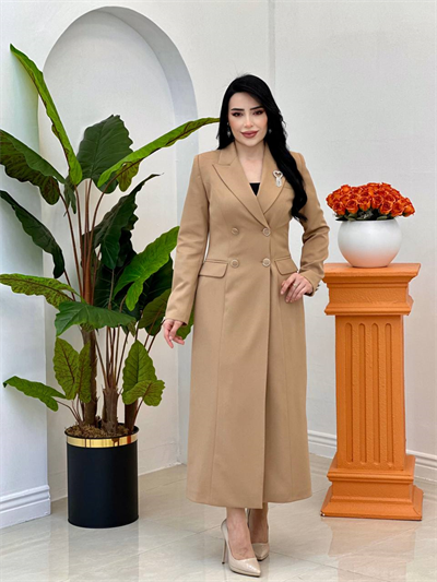 Çift Düğme Ceket Kap 5016 T-26 Camel
