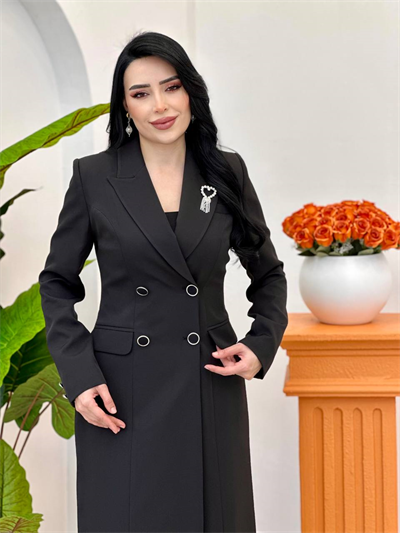 Çift Düğme Ceket Kap 5016 T-26 Siyah