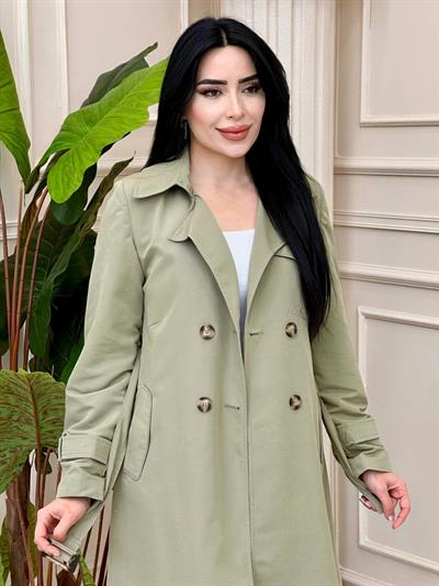 Çift Düğme Klasik Trenç 3116 t-24 Haki