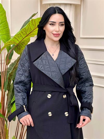 Çift Düğme Kol Kapitone Kaban 0538 t-24 Siyah