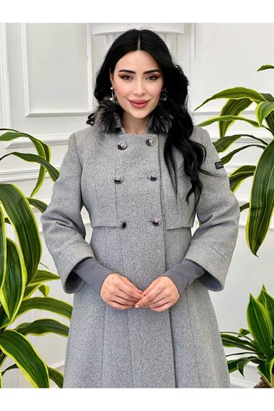 Çift Kol Kaşe Kaban 9003 Gri