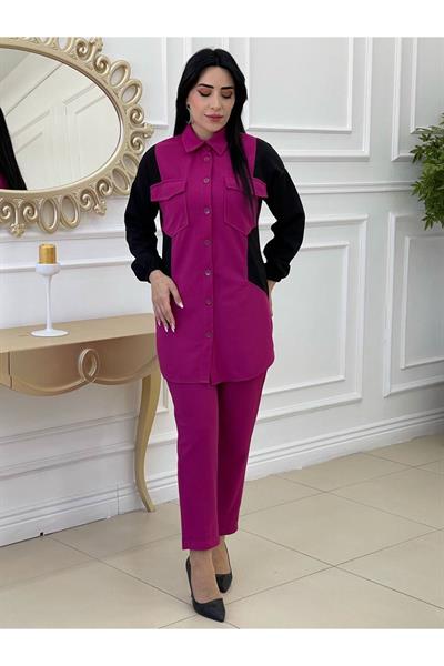 Çift Renk Cepli Takım 7018 Fuşya