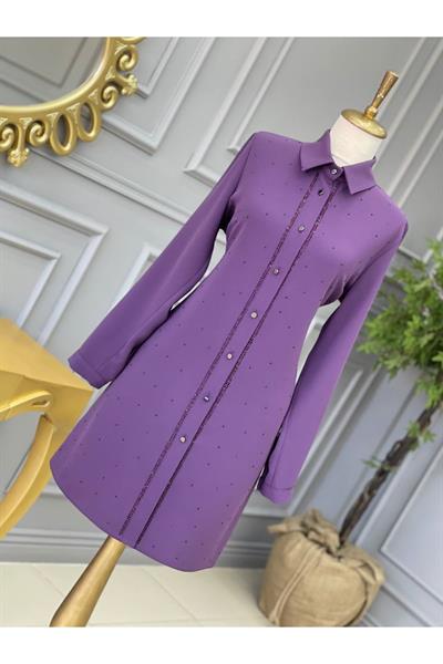 Çift Sıra Taş Tunik 915 Leylak