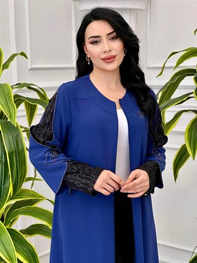 Çıkma Kol Taşlı Pardesü 101 T-024 Mavi