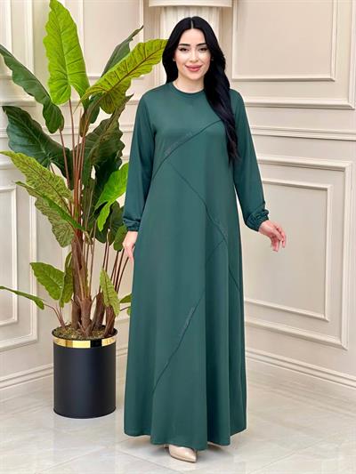 Çimalı Anne Elbise 0696 t-24 Zümrüt Yeşil