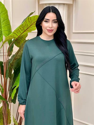 Çimalı Anne Elbise 0696 t-24 Zümrüt Yeşil