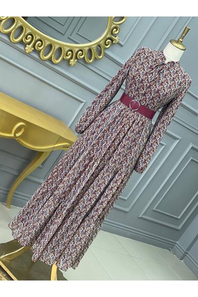 Cimcim Kemerli Elbise 1520 Bordo