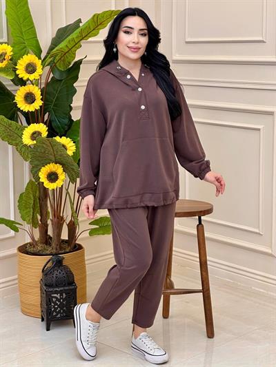 Çıt Çıtlı Kaanguru Cepli Spor Takım 34478 T24 Kahverengi
