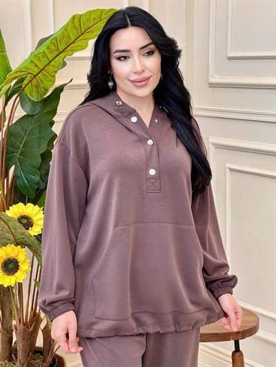 Çıt Çıtlı Kaanguru Cepli Spor Takım 34478 T24 Kahverengi