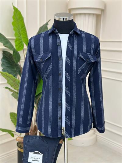 Çizgi Desen Oduncu Gömlek 1811 T-24 Lacivert