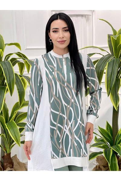 Çizği Desen Spor Takım 1236 Mint yeşili