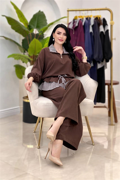 Çizgi Detay İkili Takım 32462 T-26 Kahverengi