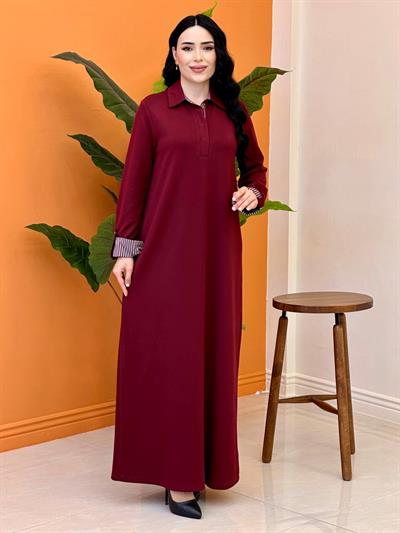 Çizgi Detay Oyşo Elbise 12652 T-25 Bordo