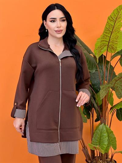 Çizgi Detay Spor İkili Takım 14394 T-25 Kahverengi