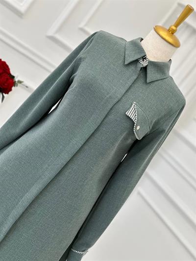 Çizği Detay Tunik 2260 t-24 Mint yeşili