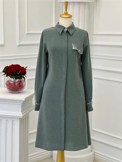Çizği Detay Tunik 2260 t-24 Mint yeşili