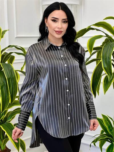 Çizgili Jakarlı Gömlek 3892 T-24 Siyah