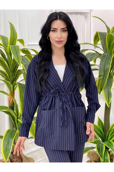 Çizgili Spor Takım 7063 Lacivert