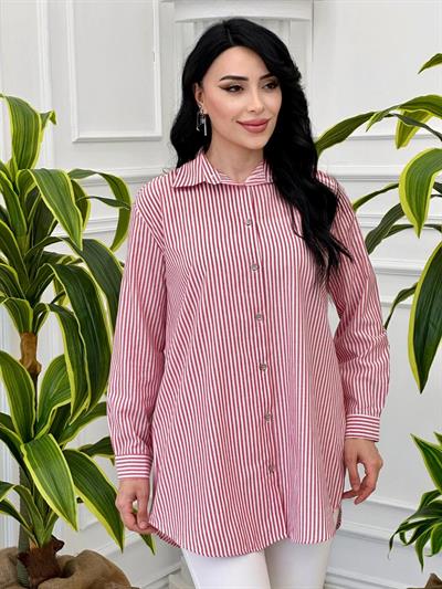 Çizgili Spor Tunik 5117 t-24 Kırmızı