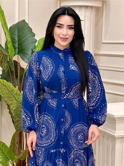 Daire Desen Şifon Elbise 12538 T-24 Saks